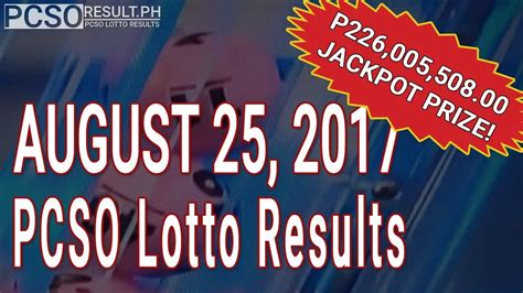 August 24, 2017: 2017: PCSO EZ2 Results.